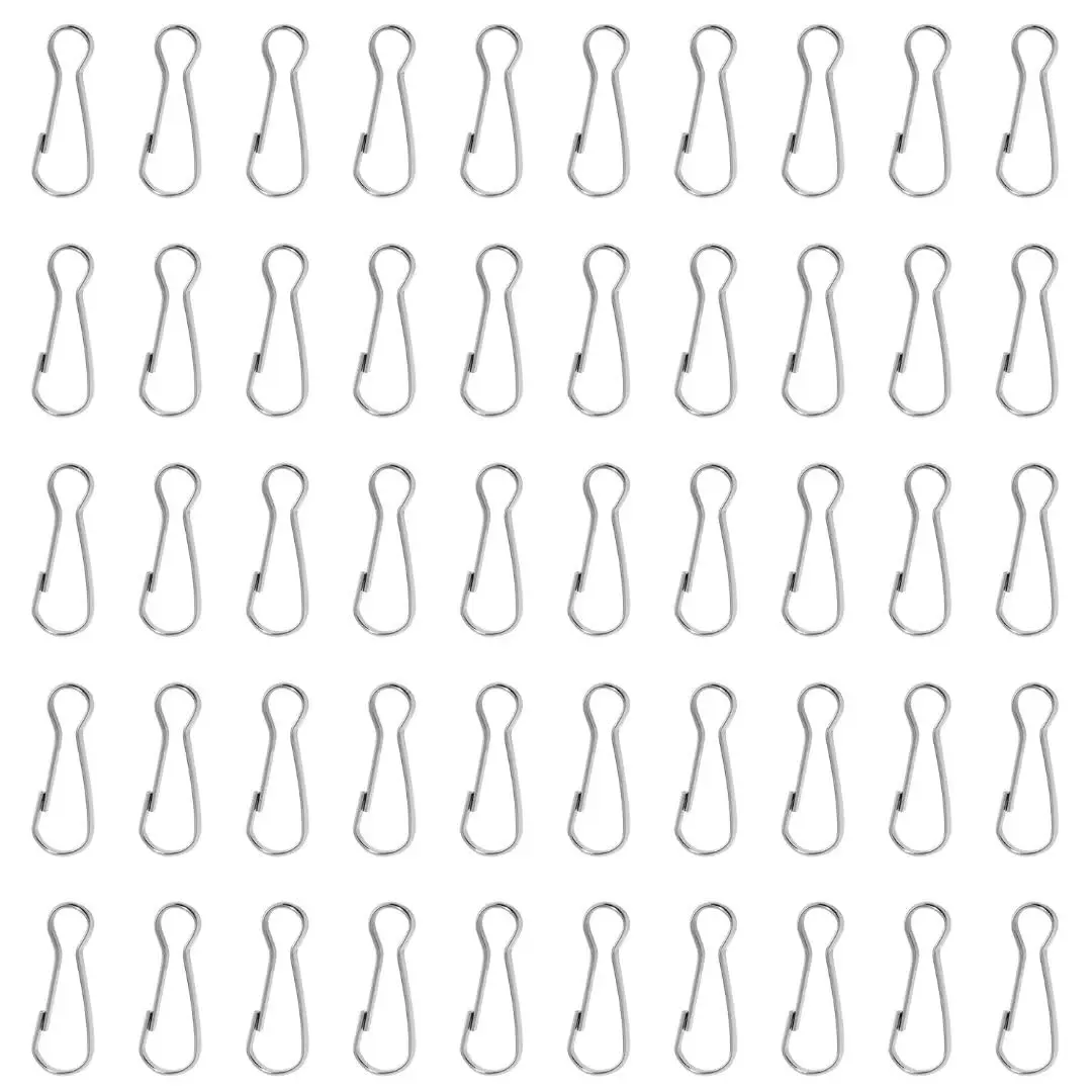 Mini Skater 304 Stainless Steel Spring Hooks - 25mm/1Inch Rustproof Lanyard Snap Clips for ID Badge Holders, Key Chains (50-Pack)