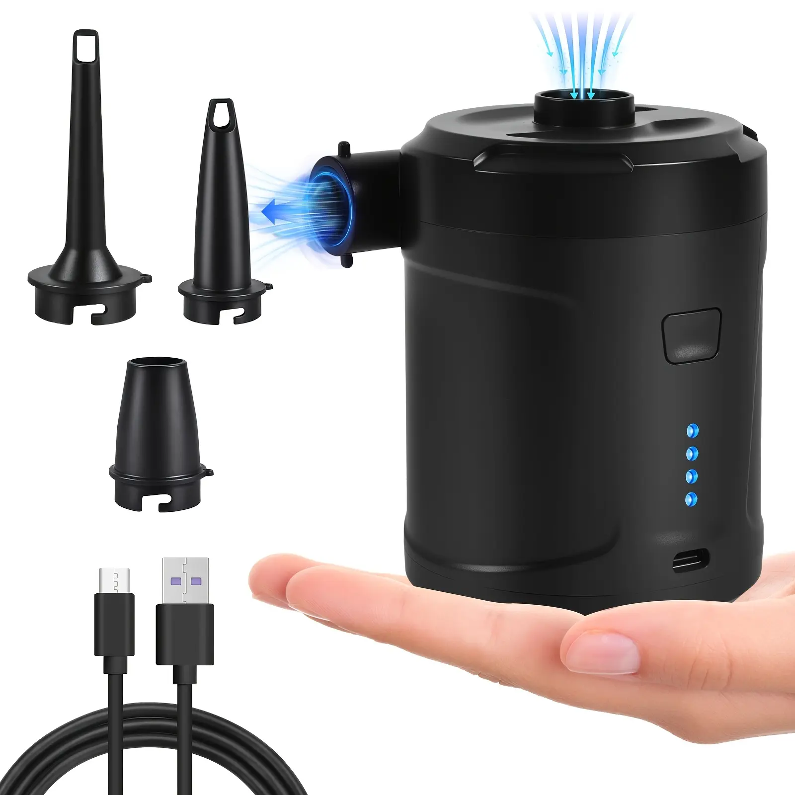 1pc Electric Air Pump for Inflatables 5200mAh Air Mattress Pump Rechargeable Portable Mini Inflator/Deflator Pumps for Outdoor Camping, Inflatable Cushions, Air Mattress Beds, Swimming Ring Pool