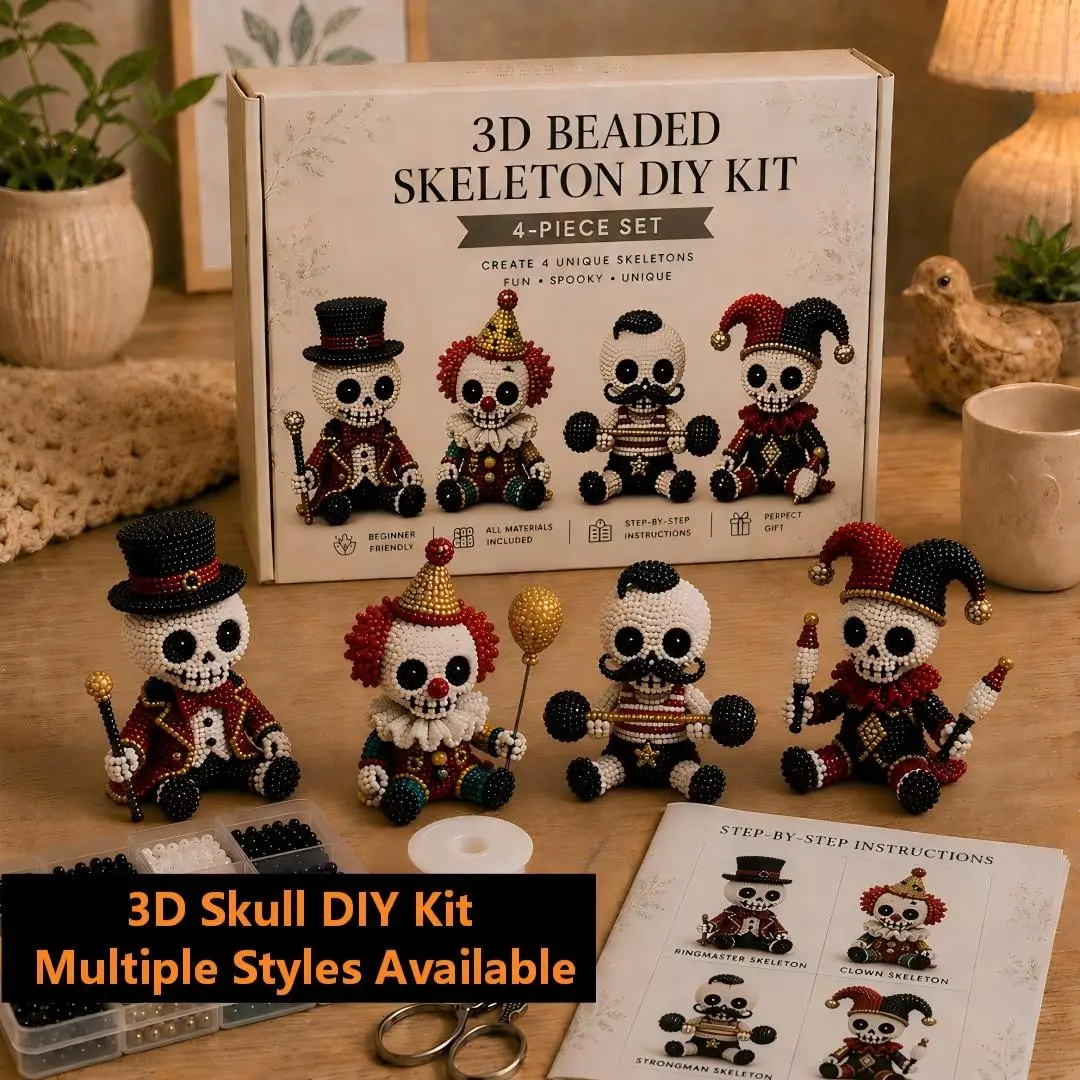 Skull DIY Kit 3D Bead String Halloween Craft Set, Creative Handmade Decoration Supplies, Perfect for Festive Season Projects