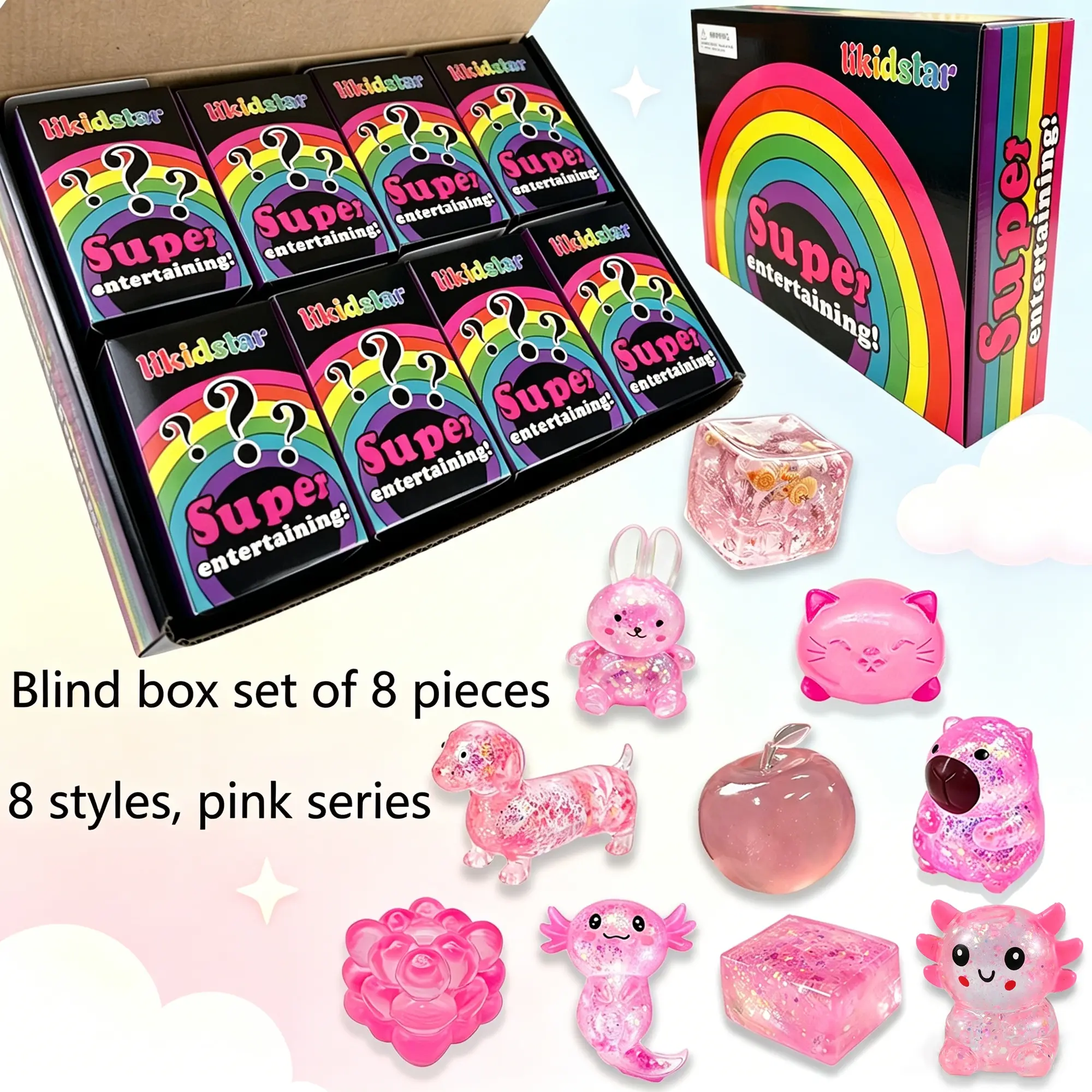 8-Piece Blind Box Malt Sugar Stress Relief Fidget Toys, Slow Rebound Squishy, Hidden Edition, Series, Party Gift