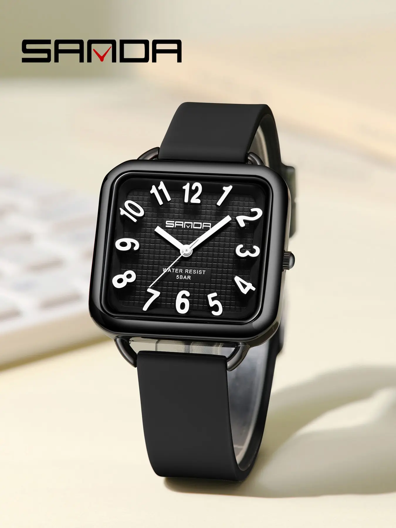 Sanda Quartz Watch for Students, Waterproof Sport Wristwatch, Analog Display, Resin Case, Ideal Birthday Gift for Back to School & Exam