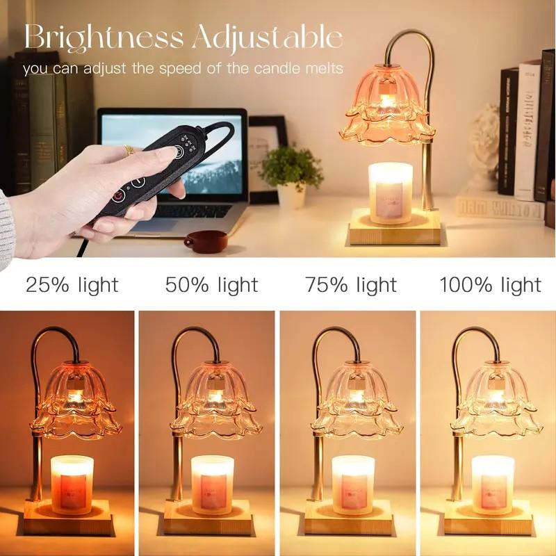 Height Adjustable Timer Candle Warmer, Gold Floral Lamp for Stylish Home Decor & Safe Scent Special Mom Present