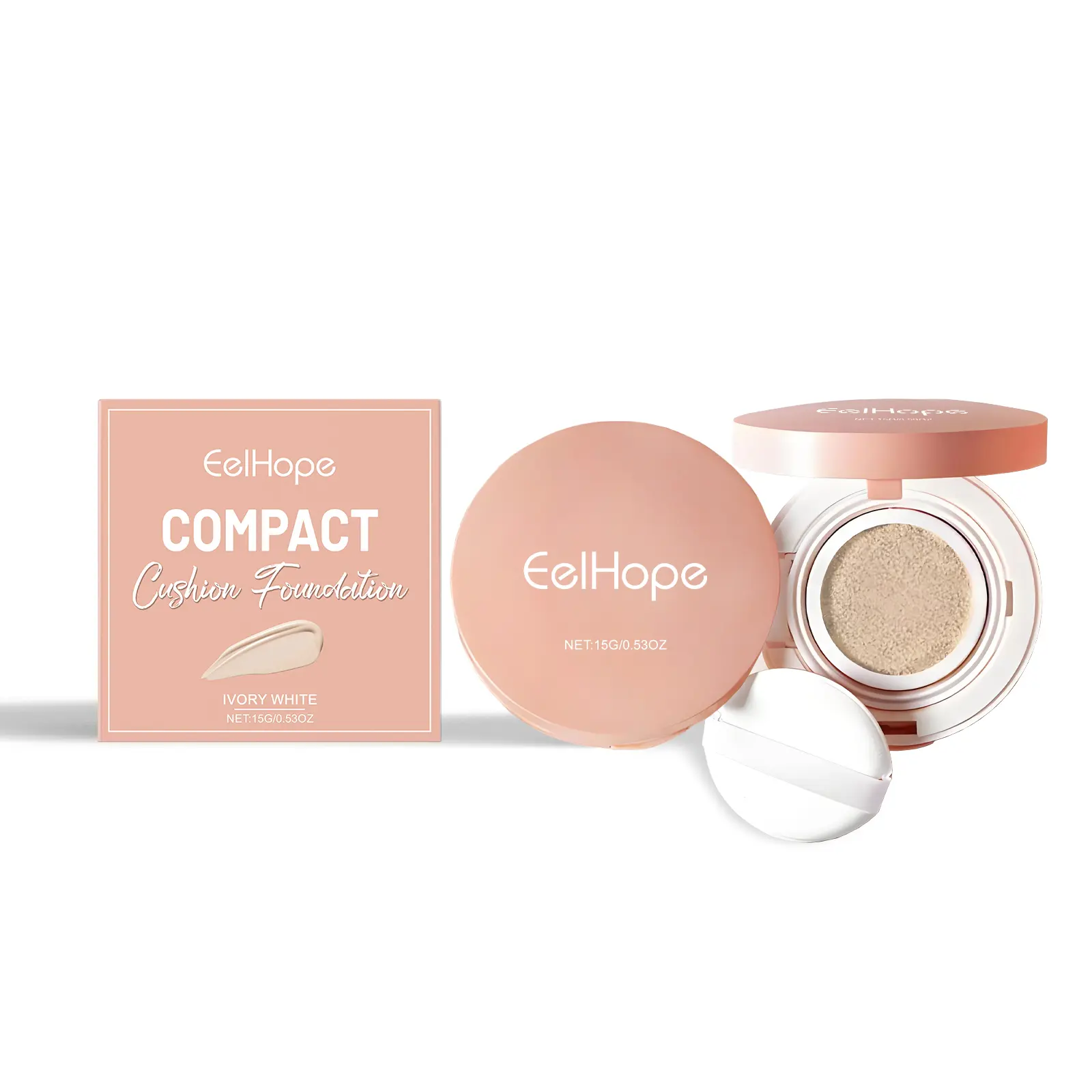 Eelhope Compact Air Cushion Foundation (Ivory White) Natural Lightweight Concealer Long-Lasting And Easy To Remove Makeup Without False White Moisture Cushion