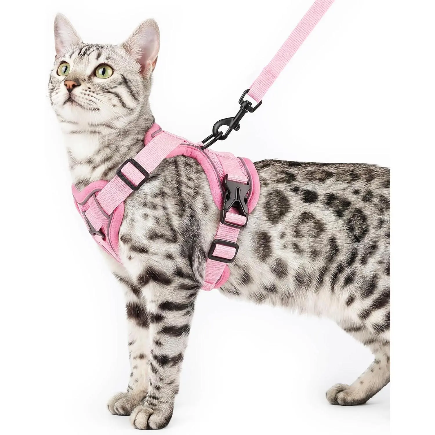 Cat Harness and Leash Set Escape Proof Tactical Extra Large Kitten Harness Emotional Support Cat Vest, Pink, XL