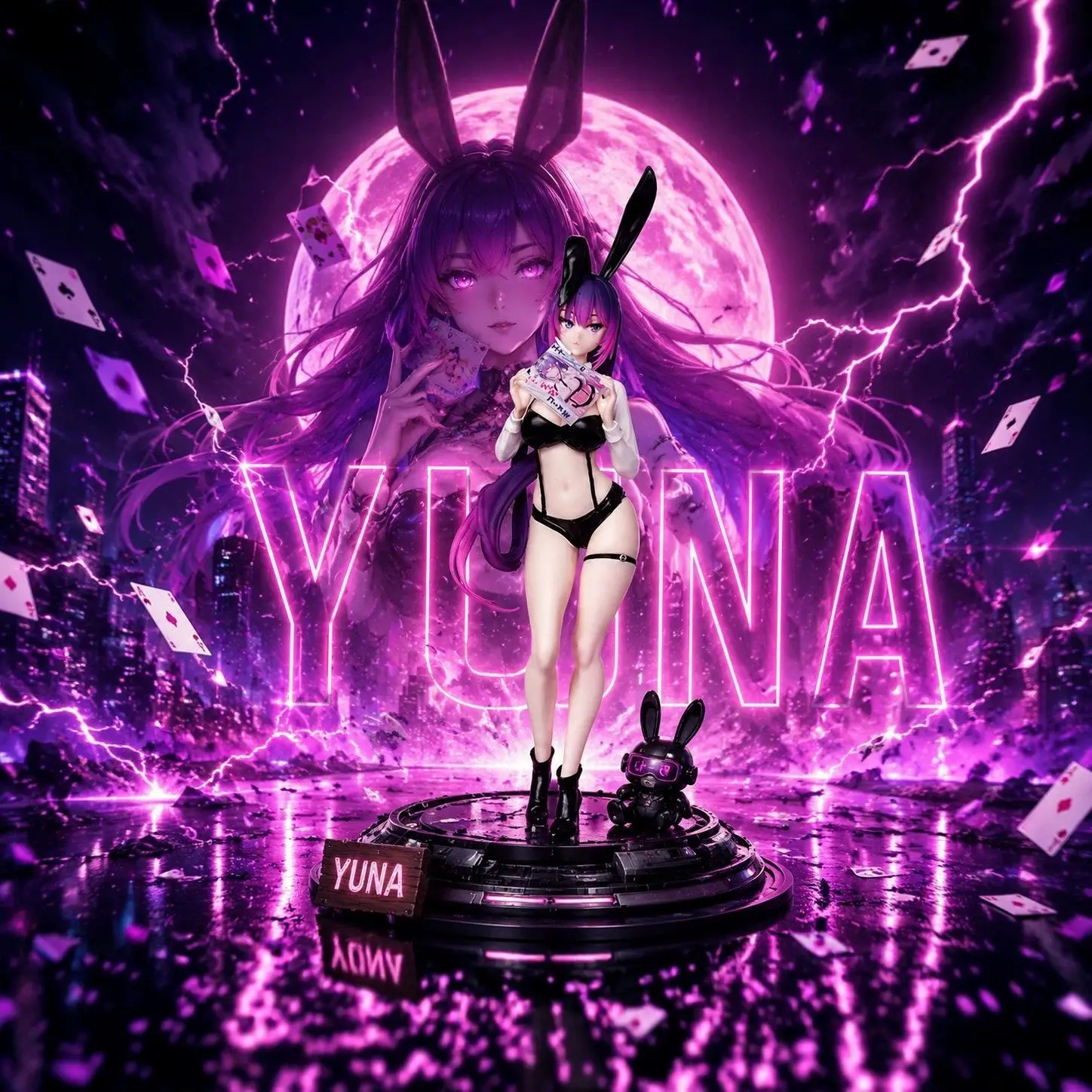 2% Yuna Bunny Girl Gk Anime Model, Desktop PC Case Decor, Sea View Room Ornament, Cute Secondary Dimension Figure, Collectible Toy, Collectible Figurine