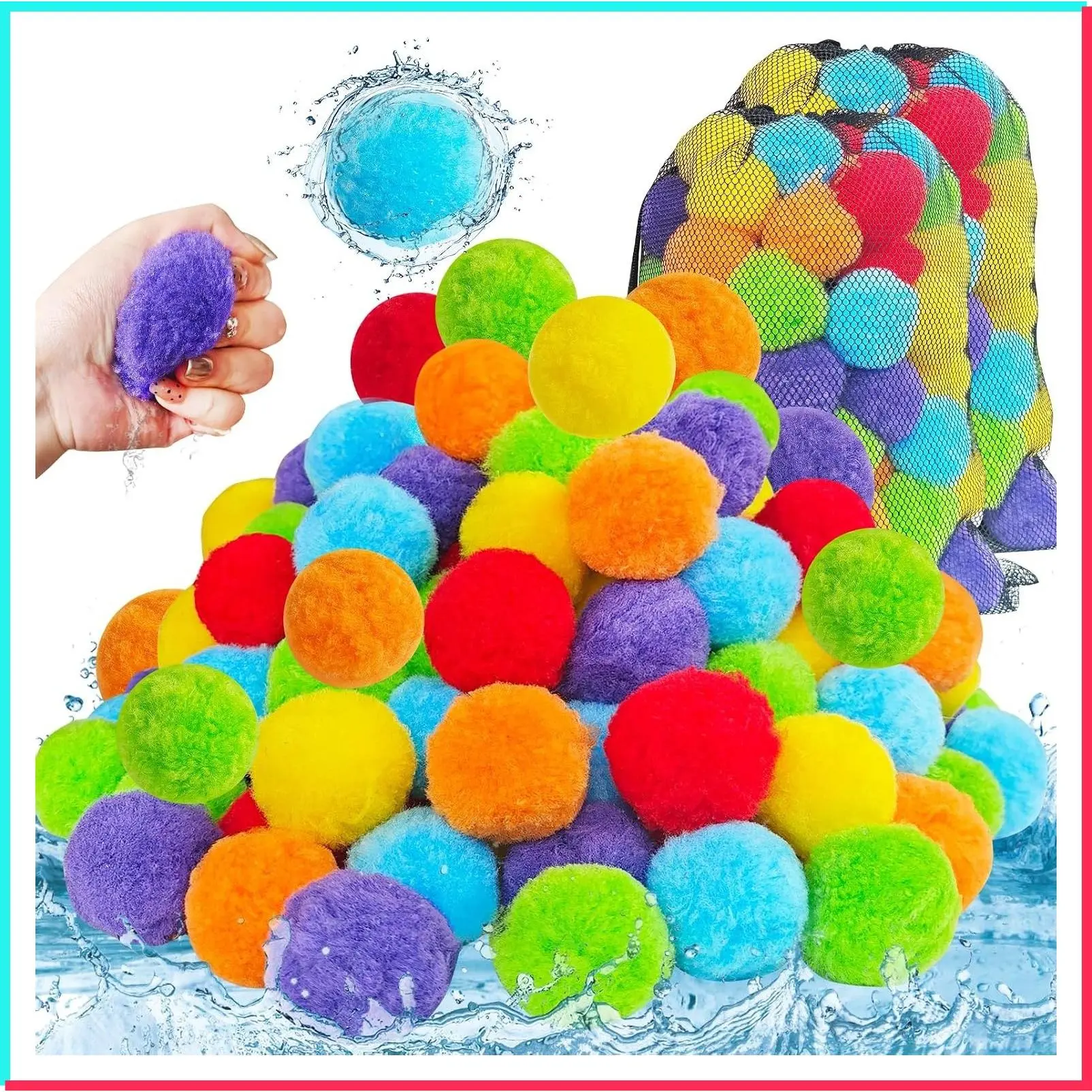 200 Pcs Reusable Water Balloons, Outdoor Soft Splash Balls for Summer Pool Beach Backyard Party Games