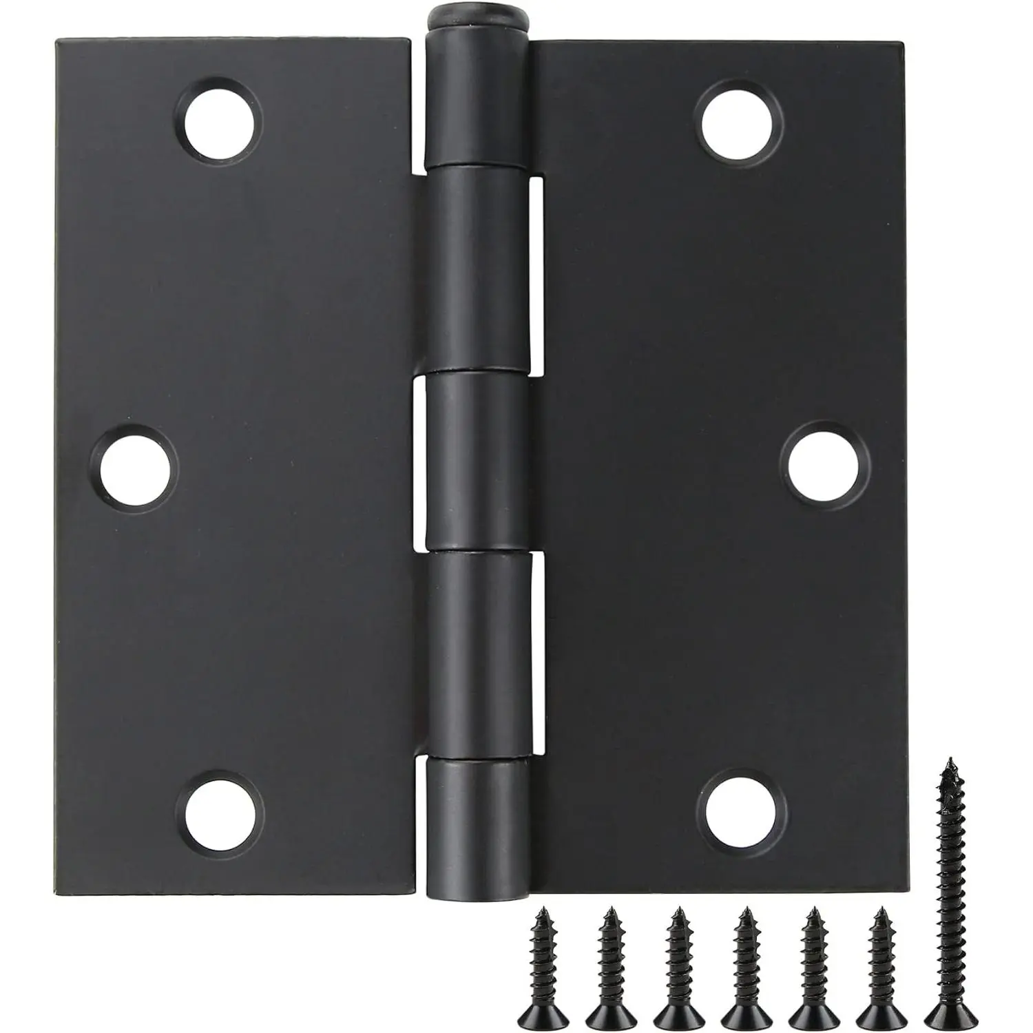 18-Pack 3.5x3.5 in Square Corner Matte Black Door Hinges with Removable Pin, Heavy Duty Interior Door Hinges + Screws, Standard Hardware for Bedroom, Office
