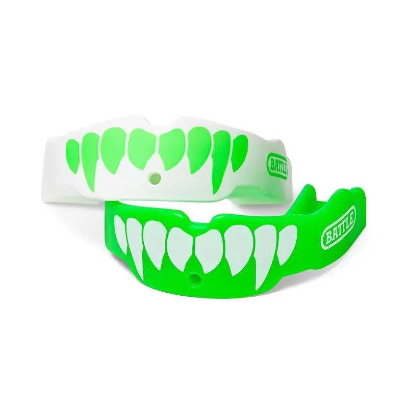 Outdoor sportsware Outdoor sports Battle Fangs Football Mouthguard – Sports Mouth Guard with Removable Strap – Protector Mouthpiece Fits with or Without Braces on Teeth – Adult & Youth Mouth Guard Sizes, 2 Pack