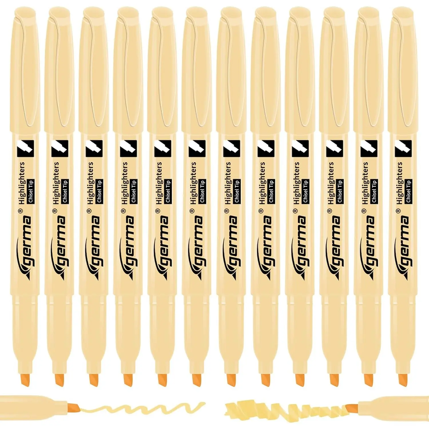 12-Pack Yellow Mild Pastel Highlighters, Chisel Soft Tip, Quick-Drying, Cute Aesthetic Markers for Journaling, Study, Office & School Stationery Supplies