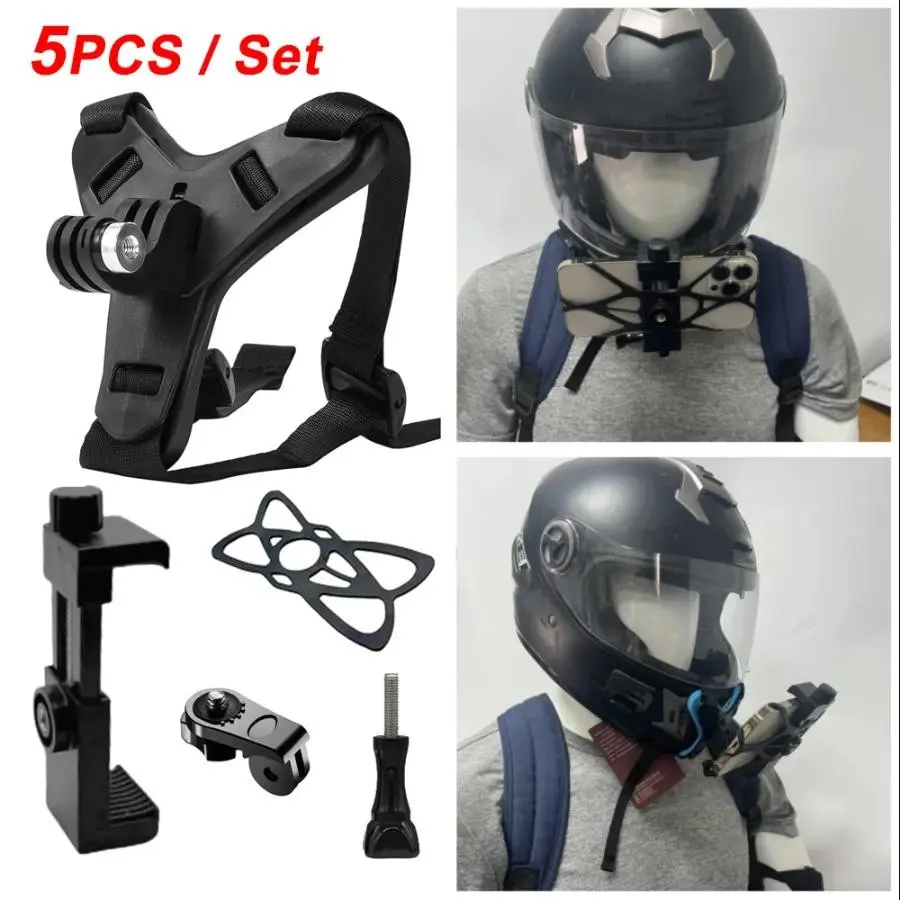 Motorcycle Helmet Strap Mount Phone Stand Holder Phone Mounted For GoPro Hero 12 11 Insta360 X4 Action Sports Camera mobile phone Accessories Cellphone Holder Phone Holders