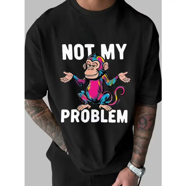 Colorful Monkey 'It'S Not My Thing' Graphic T-Shirt- Fun Casual Men'S Tee for Everyday Wear| Fashion Streetwear, Plus Size
