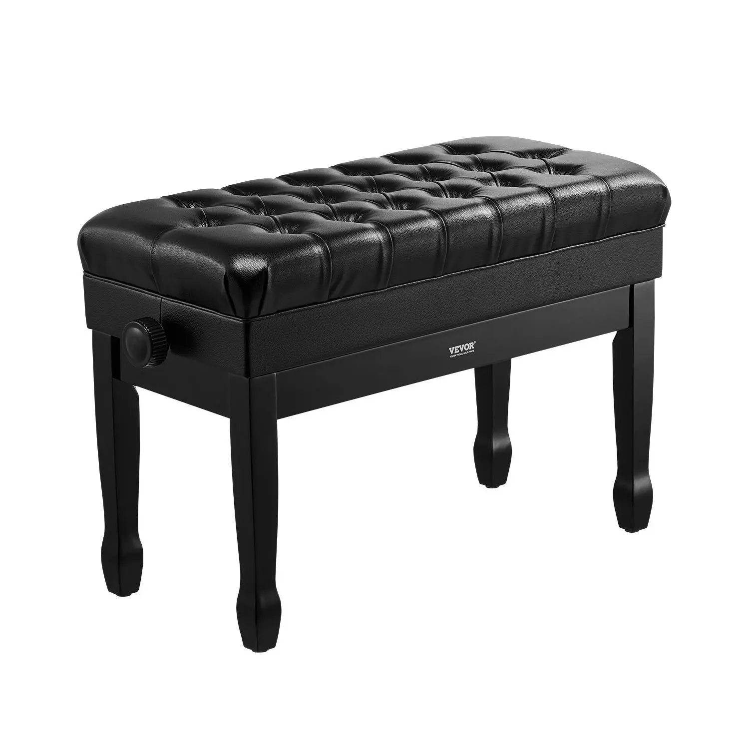 VEVOR Piano Bench, 29.5" x 14" x 20.3", Duet Keyboard Piano Chair with 20.3"-23.4" Adjustable Height, Padded Cushion, Storage Compartment for Music Books, Wooden Piano Stool Seat, for Vanity, Bedroom