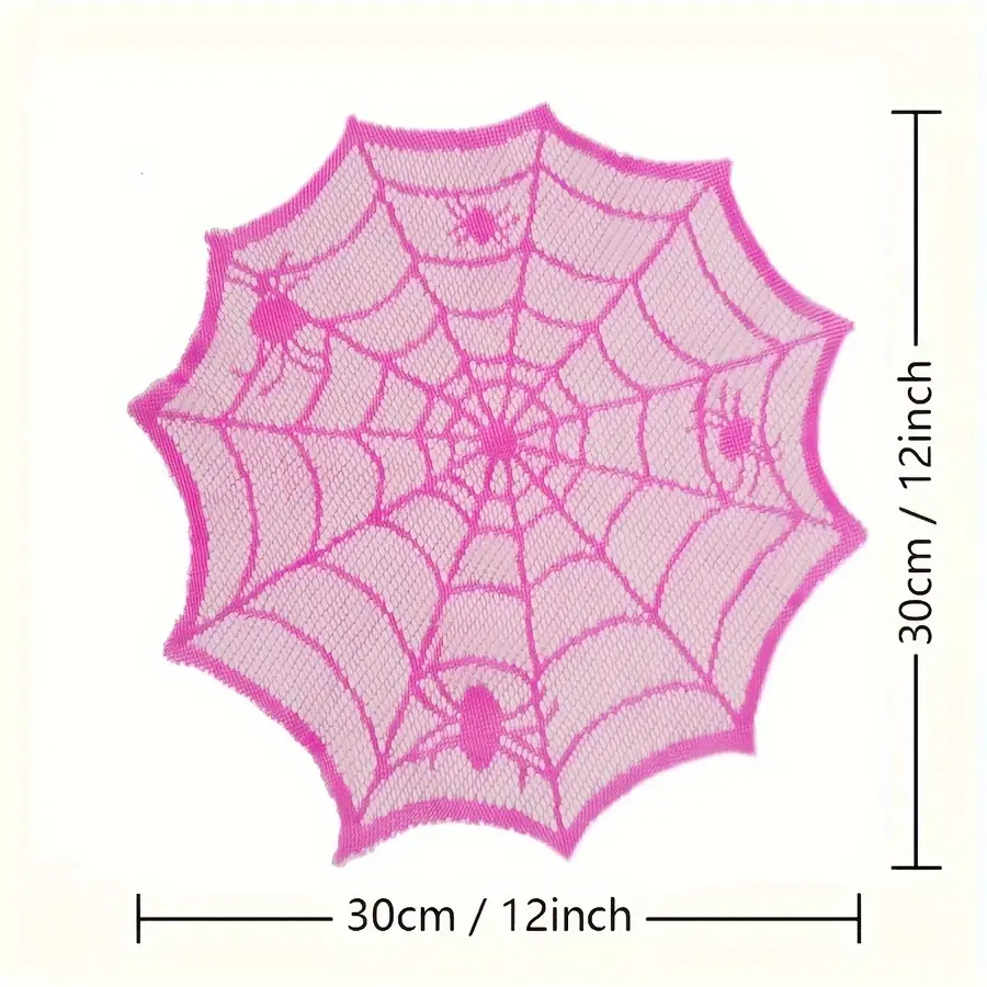 Purple Lace Polyester Circular Placemats - 1/2/4/8pcs Halloween Theme Round Shape Table Mats, 30x30cm/12x12in Western Style Home Decor Gifts (DIY Bag Accessories), Circular Mat, Tableware, Round Mat