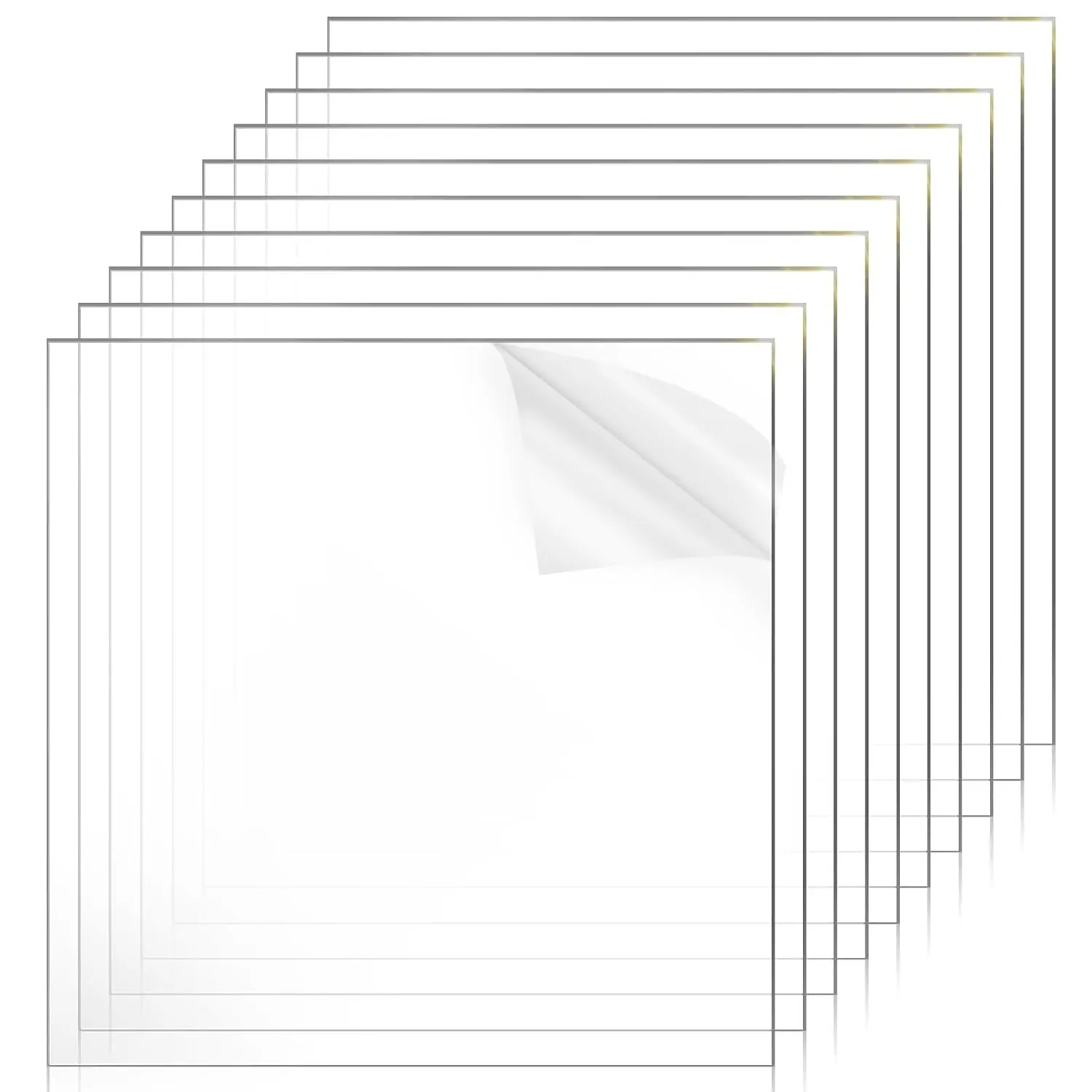 10 count Thin Plexiglass Sheets, 12x12 0.5mm Small Clear PVC Flexible Plastic Sheet, Transparent Shatter Resistant Plastic Sheet Panels for DIY Display Projects, Crafts, Picture Frame, Invitations