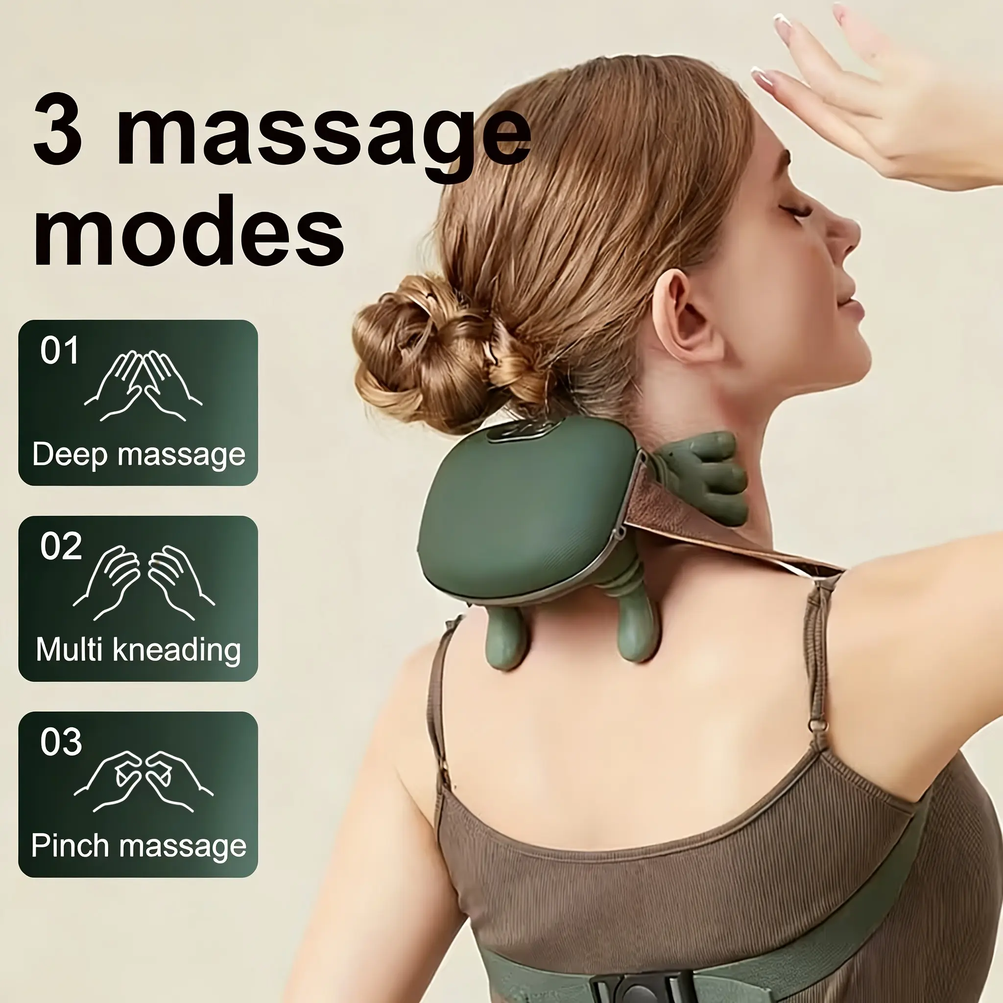 USB Rechargeable Neck Shoulder Heating Massager, Electric Handheld Massage Device, Cordless Shiatsu Neck, 3D Kneading for Neck Back Shoulder, Gift for Seniors Men Women