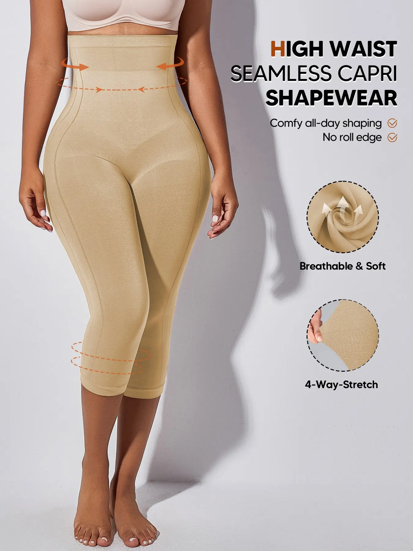 Women's High Waist Stretchy Capri Pants, Tummy Control & Butt Lift, Soft Elastic Fabric, Casual Skinny Trousers, High Waisted Legging for All Seasons