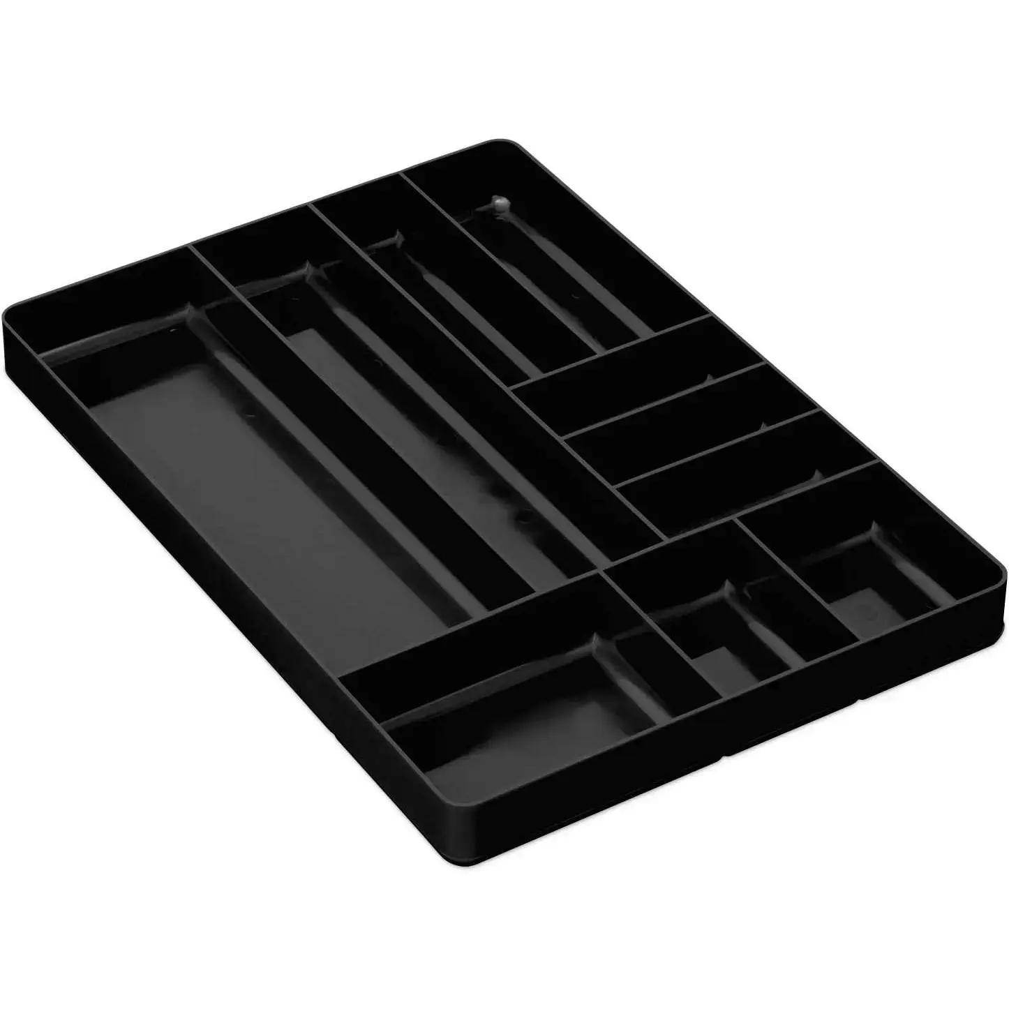 10-Compartment Drawer Organizer, Heavy-Duty Stackable Tray for Automotive Tools Organization - Low-Profile Toolbox for Nuts, Bolts, Parts - Easy-to-Clean, Black, Made in the USA