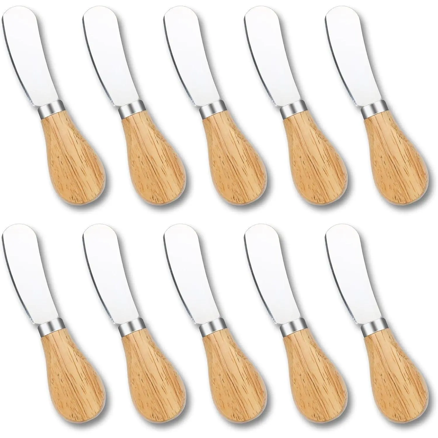 10 count Cheese Spreader , Mini Butter Spreader with Wooden Handle, Stainless Steel Cheese  Set for Charcuterie Board, Sandwich, Appetizers,  Spreading