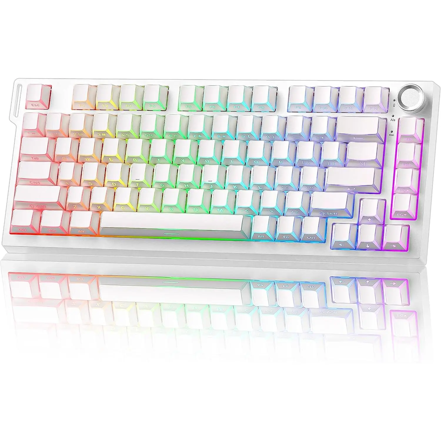 RT75 PRO  8K  Gaming Keyboard(White, Red ) | Hall Effect  Switches & 128KHz Scan Rate,BT/USB-C/2.4G, RGB, Hot-Swappable, CustomizableTGL/SOCD/DKS/MT for Gamers