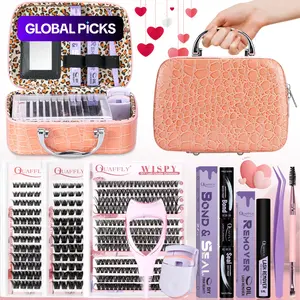 Mixed Styles Eyelash Extension Kit, 1 Set Natural Curling Fake Eyelashes with Eyelash Curler & Accessories, Including Eyelash Glue, Lash Clusters, DIY Lash Kit & Eyelash Separator Tool