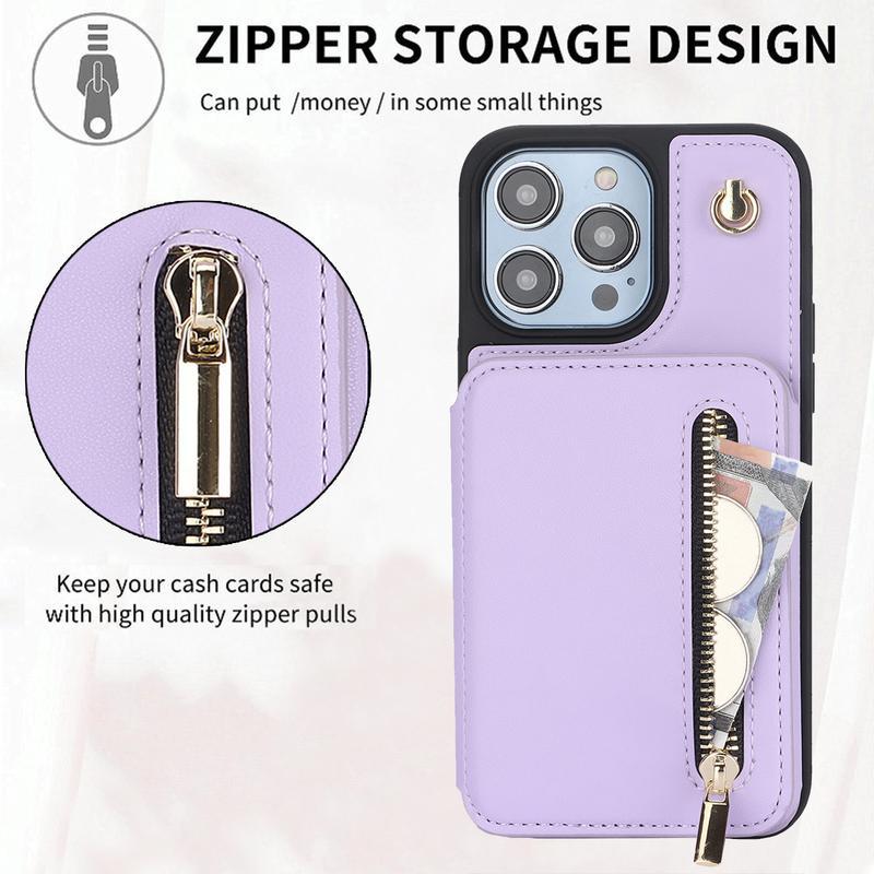 Case for iPhone 17 Pro Max 16 15 14 13 12 11 RFID Blocking Card Wallet Flip Stand Cover Crossbody Lanyard Strap Wristband Stand Case Screen Protector Phonecase Leather Protection Protective Smartphone #TikTokShopBacktoSchool Cash Shockproof