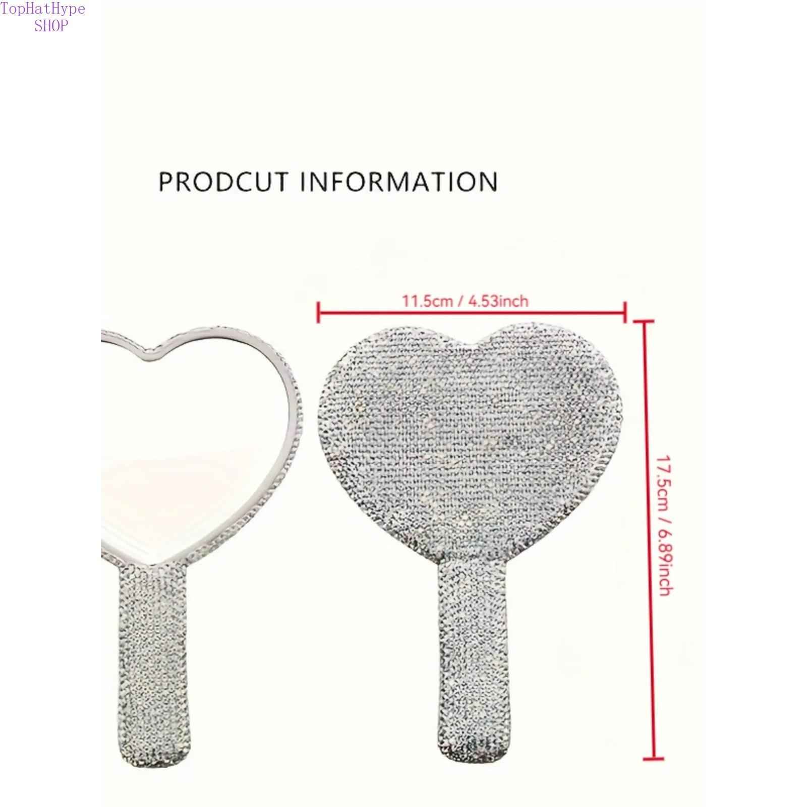 Bling Heart Shape Handheld Makeup Mirror with Rhinestone Decor, Luxury Portable Handle Mirror, HD Clear Reflection for On-the-Go Touch-Ups, Cute Stylish Design Ideal for Daily Makeup Travel and Gifting