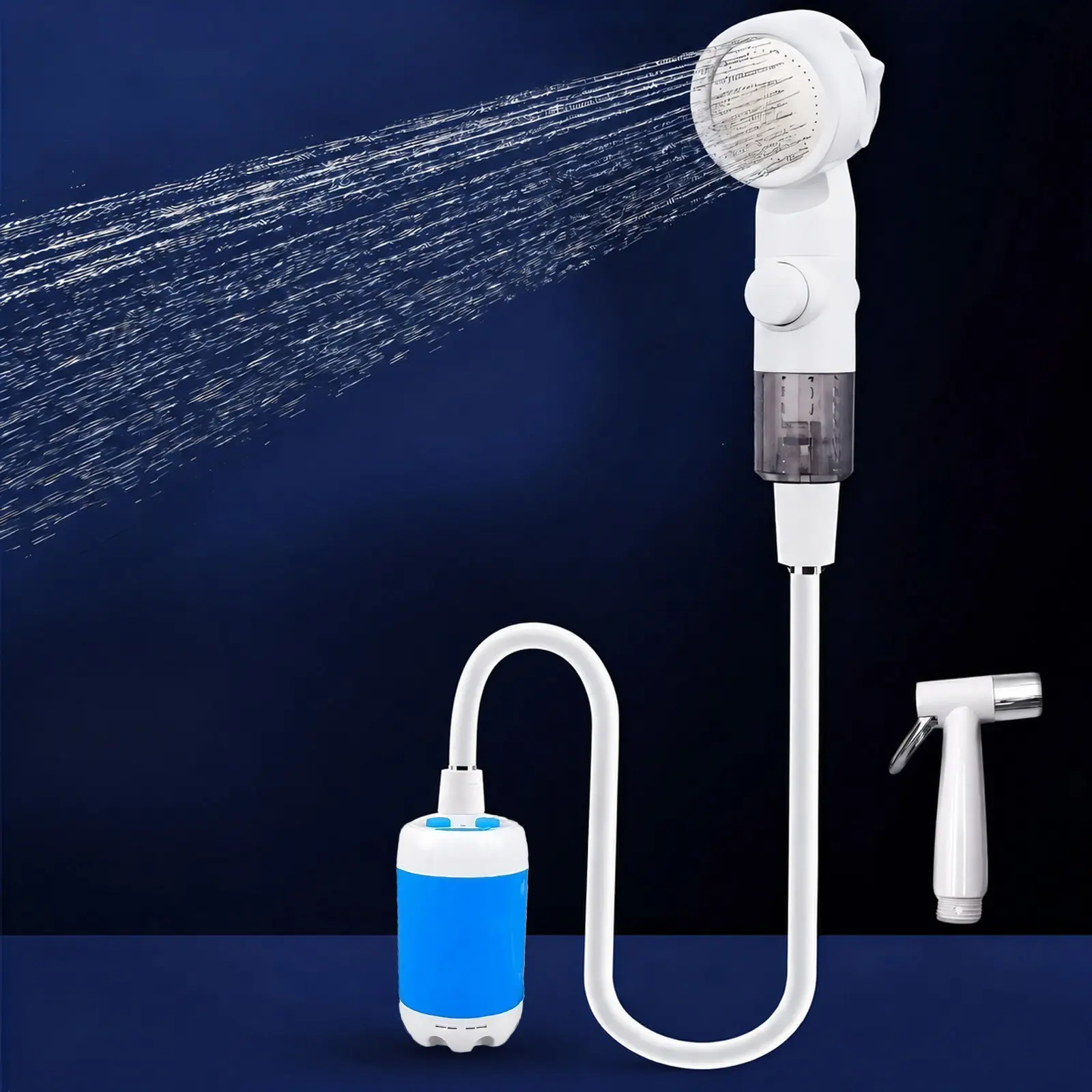 Portable Outdoor Handheld Shower with Detachable Hose Rechargeable Camping Shower Head Pump for RV Travel Garden Pet Cleaning Tool