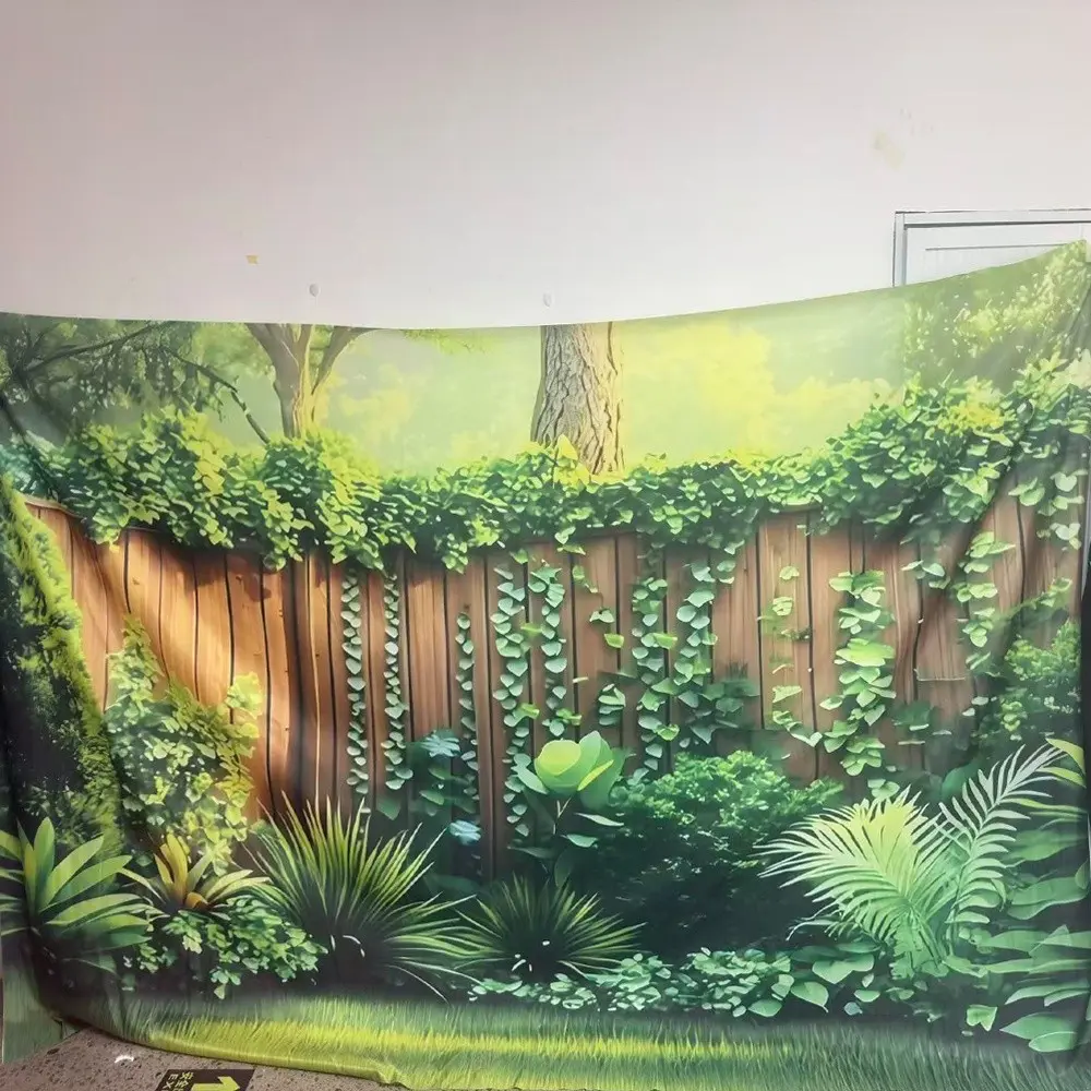 2D Flat 1PC Polyester Lush Garden Backdrop Greenery Fence Decor for Indoor, Outdoor & Patio Themed Party, Garden Gathering, Photo Booth, Wall Decor, Home Decoration, Event Background, Available in Multiple Sizes