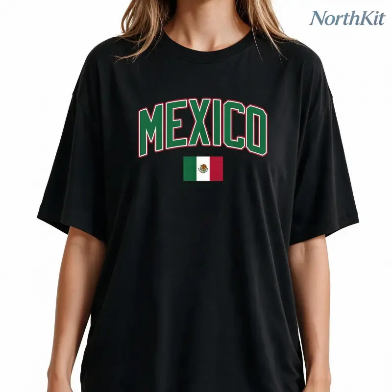 Men's Vintage Mexico Flag Printed Graphic Tee - Round Neck Short Sleeve Top, Plush Soft Fabric, Breathable Ribbed Crew Neck, OEKO-TEX Safe Print, Tailored Cut Essential Casual Tshirt