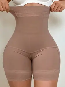 1 Count Women's Solid Color Tummy Control Butt Lifting Compression Shaping Pantie, Fajas, Colombian Shapewear, Lace Trim High Waist Shapewear Shorts, Breathable Soft Hourglass Sculpting Bottoms, Suitable for Holiday & Outgoing & Gifts to Her
