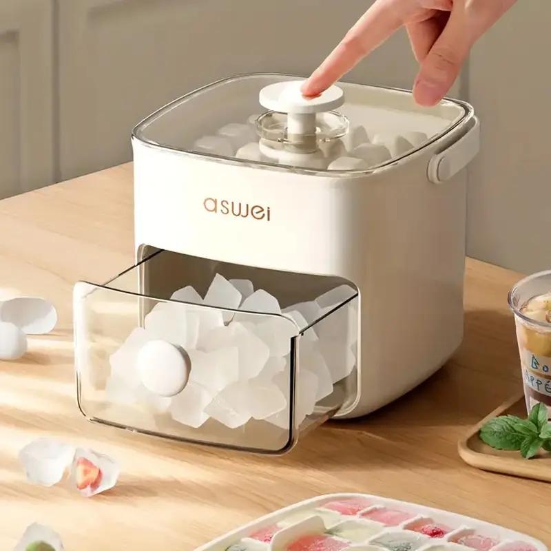 Ice Cube Maker, Ice Cubes Maker, Double Layer 48-ice Cube Maker with Easy Glide, Food-grade Plastic Storage Tray for Refrigerator, Kitchen Gadget, Utensils