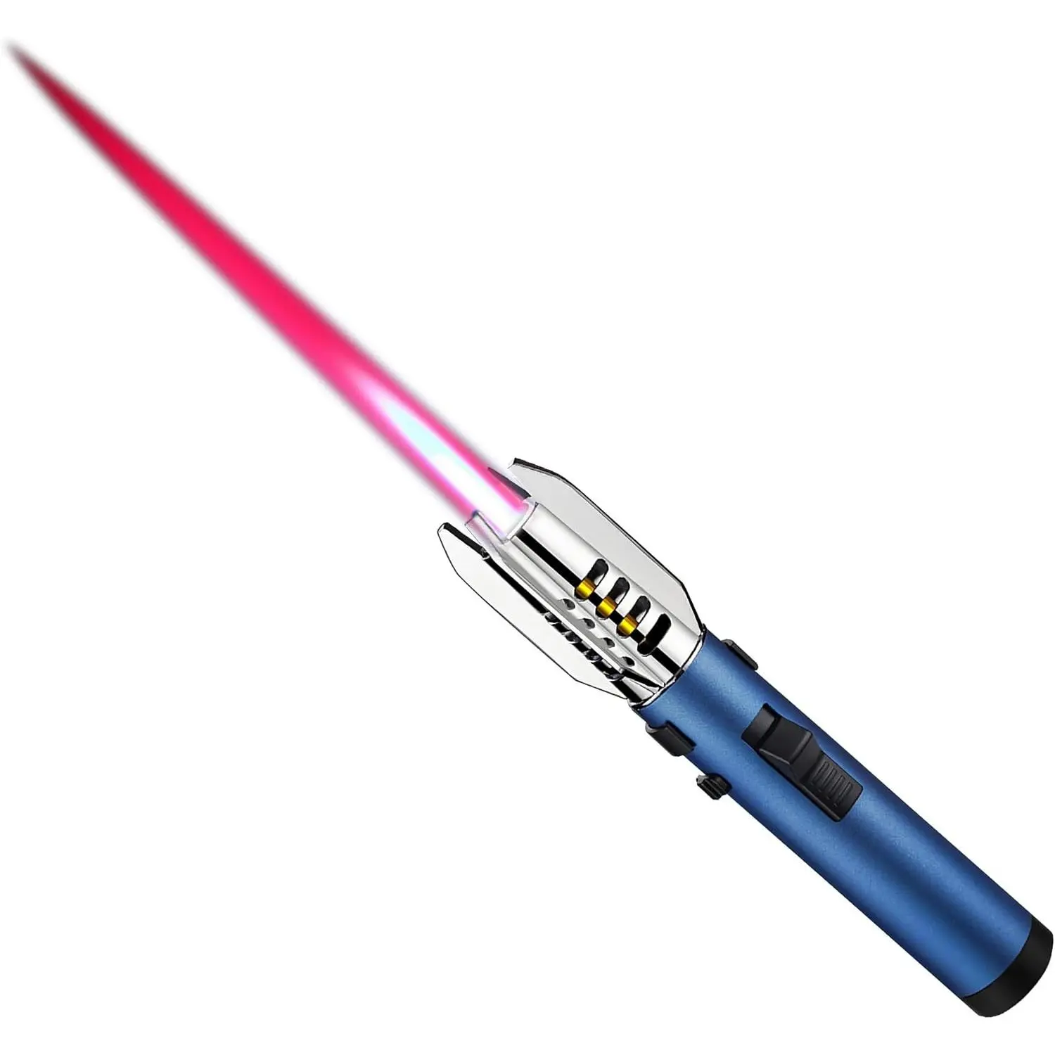 Large Windproof Butane Lighter - Refillable Jet Lighter with Switch Lock, Futuristic Lightsaber Look, Decor & Room Decor Item, Great Gift Idea for Men (Gas Not Included), Refillable Fuel