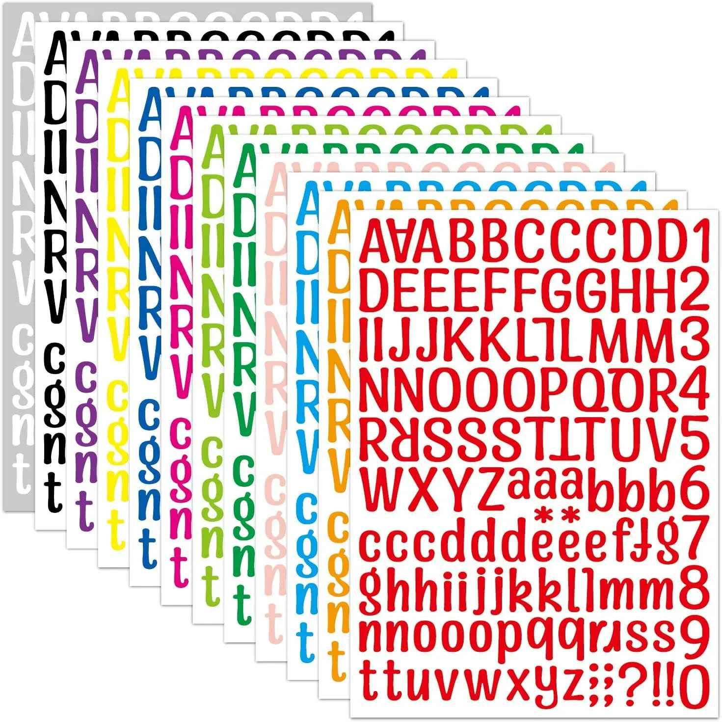 1512 count 12 Sheet Colorful Stickers Large Alphabet Letter and Number Stickers for Crafts Self AdhesiveyAlphabet DIY Vinyl Decorative Letter  for Cups Caps Scrapbooks Signs Window Door