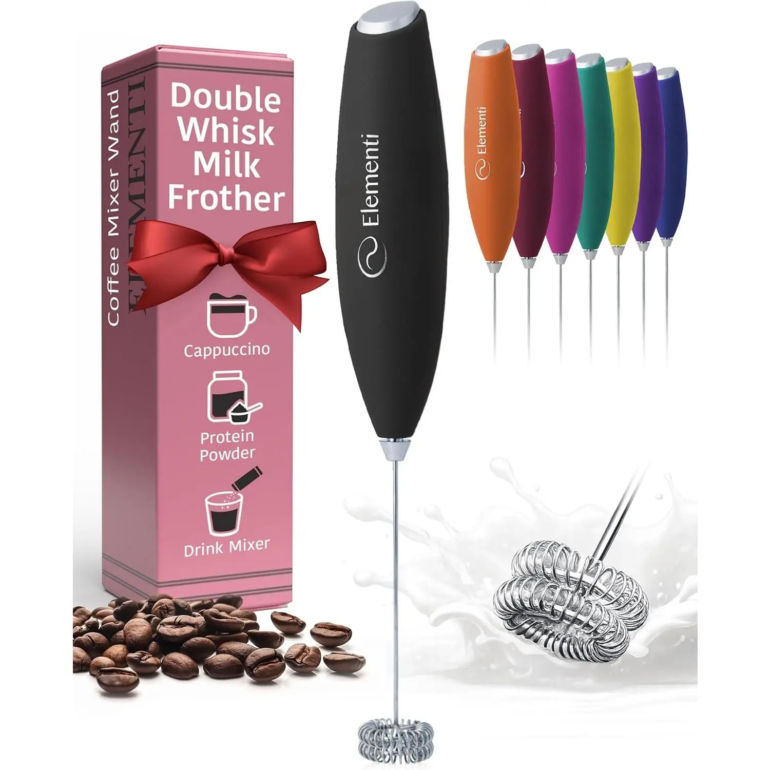 Milk Frother Wand - Easy to Use Handheld Electric Stirrer for Powder Drinks, Durable & Powerful Coffee Whisk & Protein Powder Mixer Wand, Hand Frother, Electric Mini Coffee Stirrers (Black)