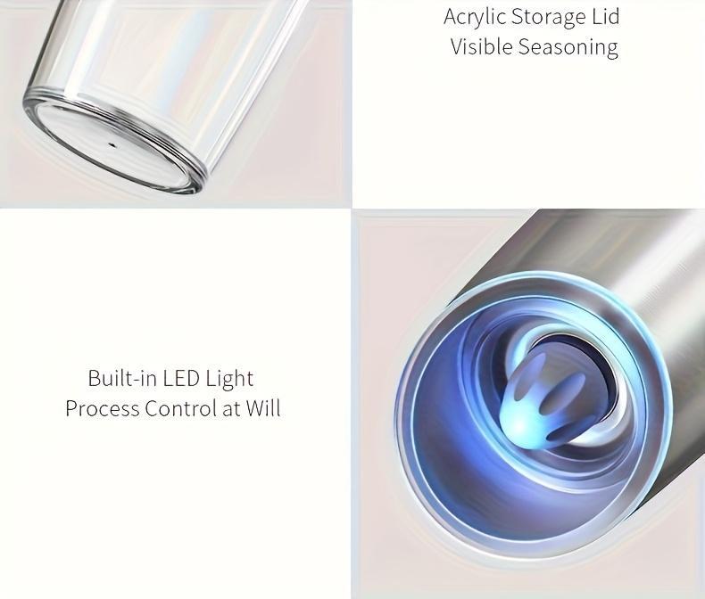 1pc/2pcss CLITON Salt And Pepper Grinder Electric 2pcs, Electric Battery Salt And Pepper Grinder Set, Electric Salt And Pepper Grinder Set, Salt And Pepper Shakers Set, Large Capacity with LED Light, Multiple Style Options, Kitchen Gift