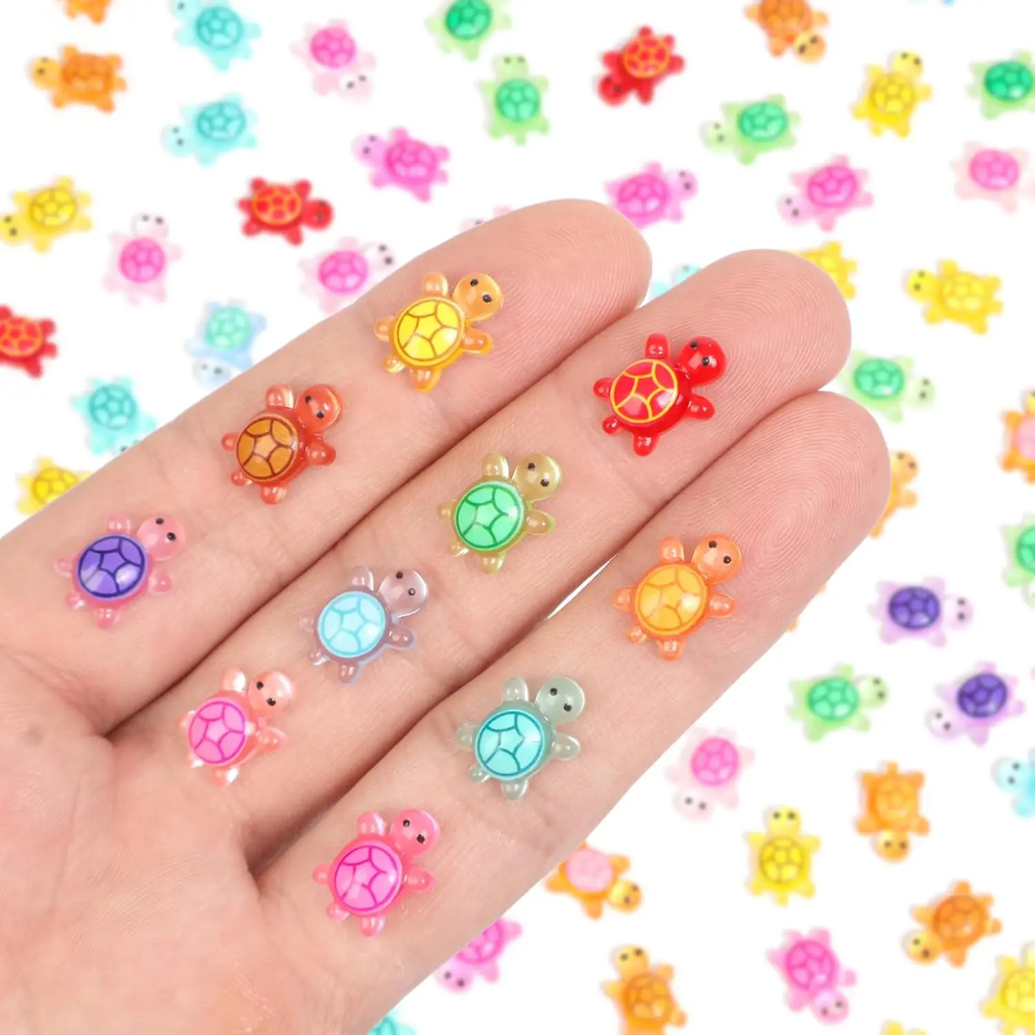 200pcs Mini Resin Turtles Tiny Turtle for Crafts Dollhouse Miniatures Mini Resin Things for Landscaping Decoration Home Decor, 10 Colors(0.4 * 0.5inch)