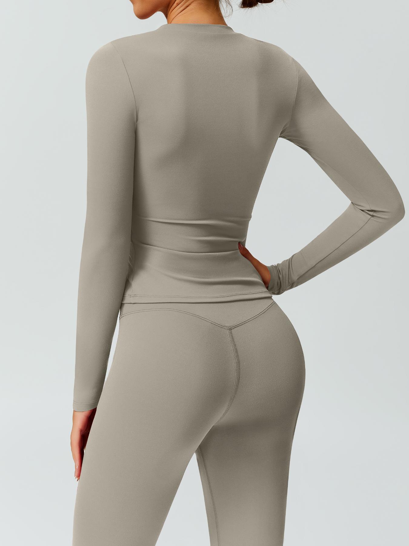 Women's Solid Color Long Sleeve Tee & High Waist Leggings Tracksuit Set, Athletic Activewear Tracksuits, Sporty Comfy Breathable Outfits for Gym Workout Running, Ladies Fall & Winter Sportswear