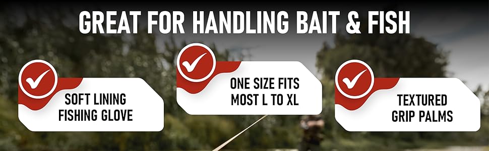 AGS Fish Handling/Cleaning Gloves Textured Grip Palm Soft Lining Fillet Gloves – One Size Fits Most L to XL