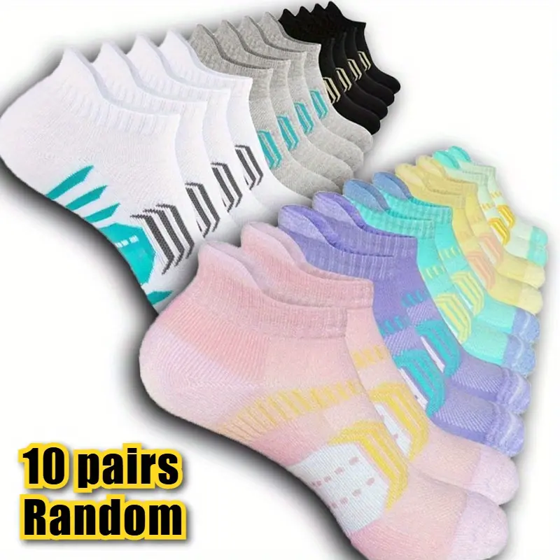 Adults' Unisex 5-Pairs Mix Activewear Socks, Breathable Cushioned Non-Slip Anti-Foaming Training Low Socks for All Seasons Training & Running