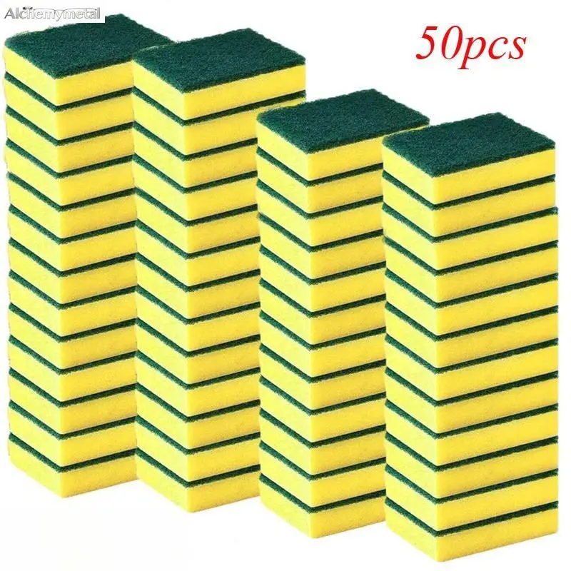 50 Pack Dishwashing Sponges, Double Sided Kitchen Cleaning Sponge Cloths with Scrubbing Surface for Grease and Food Residue, Reusable Dish Scrubbers for Pots Pans Plates Bowls and Kitchen Counters, Lightweight Washable Cleaning Rags for Home Kitchen Daily