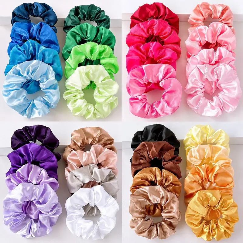 Solid Color Minimalist European & American Silk Hair Scrunchies Hair Ties Hair Accessories for Hair Styling Dopamine Color Palette