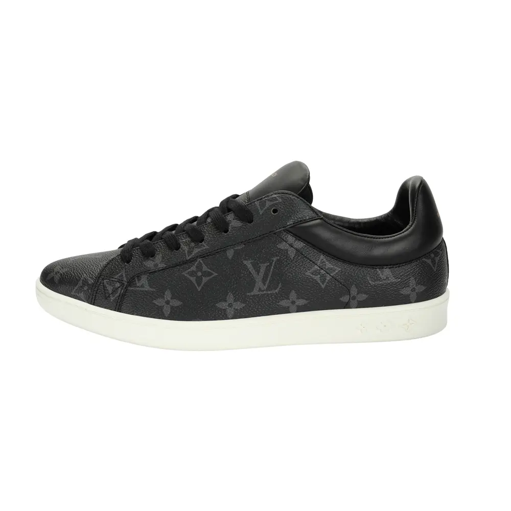 Louis Vuitton Canvas and Leather Round-Toe Lace-Up Low-Top Fashion Sneakers for Men in Black and Gray Verifiable, with credentials and supporting global authentication