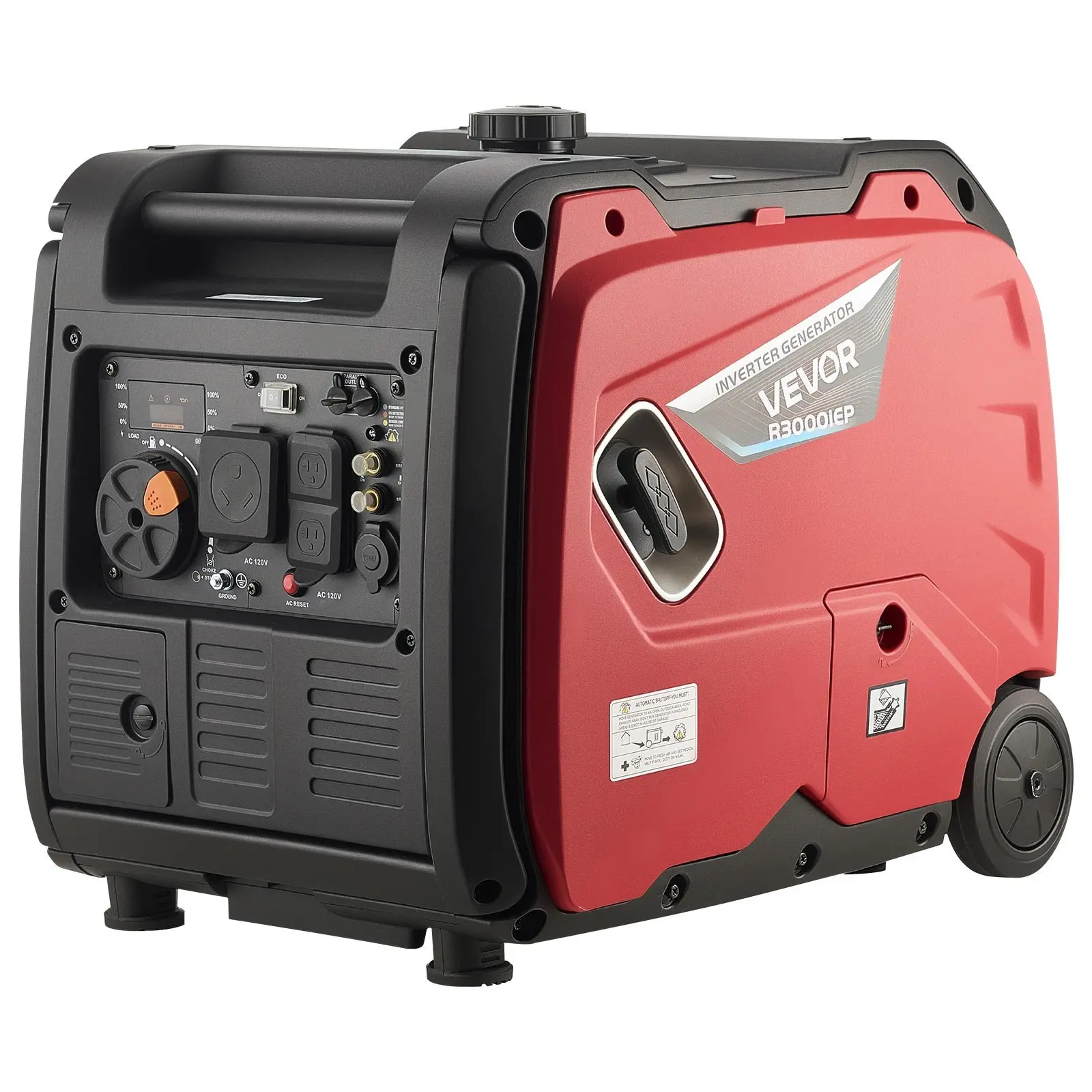 VEVOR Inverter Generator, 4200W Peak Watt Quiet Inverter Generator, Electric Start Inverters Generators for Home Outdoor, Gas Powered, Stable Power, CO Sensor, RV Ready 8.3A Outlet, Long Run Time