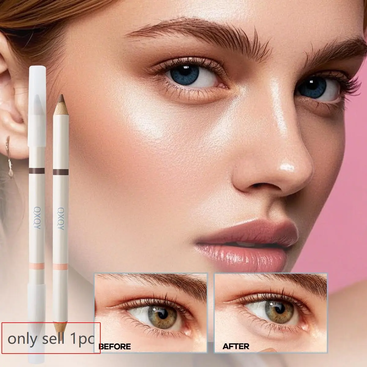 Dual-Ended Aegyo-Sal Contour Pencil, One-Stroke Two-Color Eye & Face Shaping, Matte Highlighter & Shadow Stick, 3D Under-Eye Look, Long-Lasting Makeup