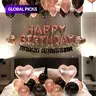 43pcs/set 16-inch Rose Gold 'Happy Birthday' Banner Balloon Set, Balloon Decorations Kit, Decorations for Birthday Party, Wedding, Graduation, Heart Shaped Balloons, Balloon Party Supplies #GLOBAL PICKS