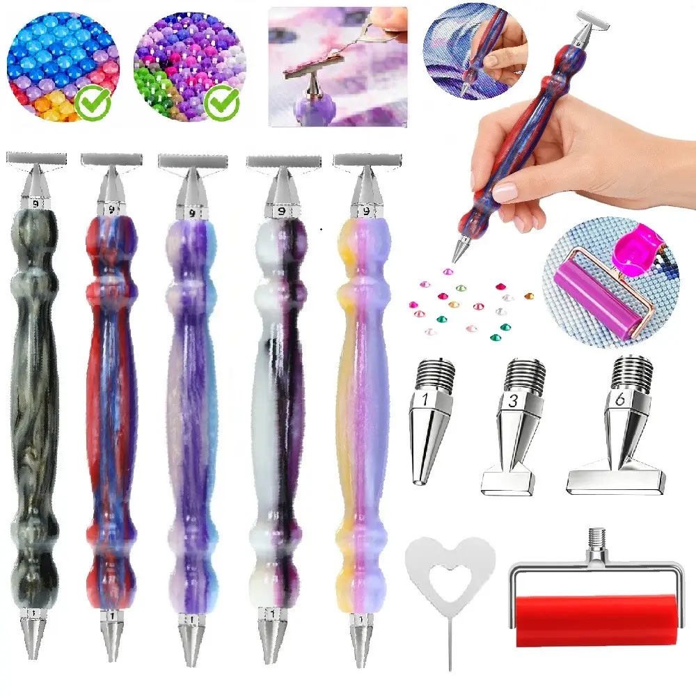 DIY Diamond Painting Brush Set, Stainless Steel Fine Tip Brushes, 1/3/6 Heads with Screws, Multiple Head Sizes, Diamond Painting Tools and Accessories