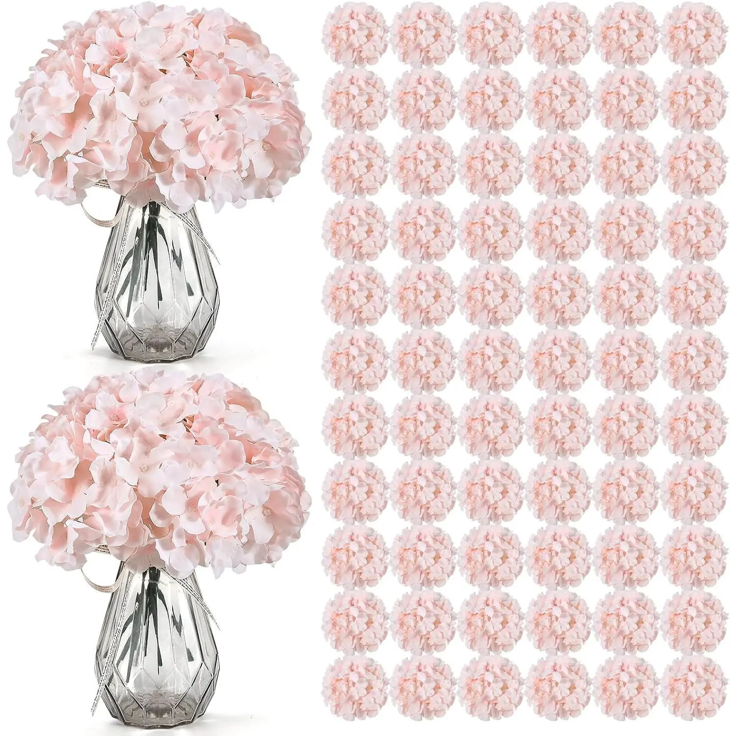 104 pcs Hydrangea Artificial Flowers, Pink Silk Hydrangea Heads with Stems, Hydrangea Flowers for Wedding Centerpiece, Baby Shower, Home Garden Party Decor (Pink)
