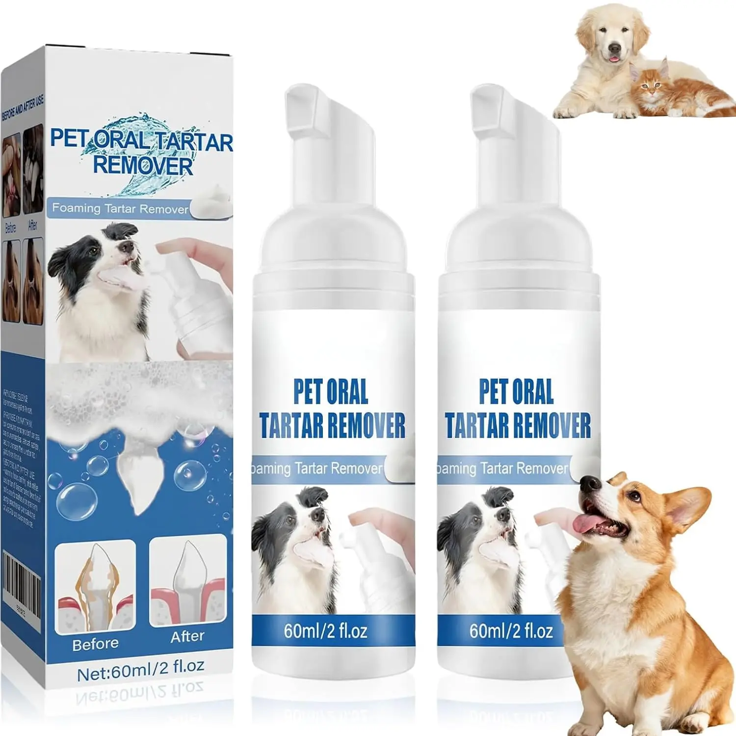 Pet Oral Tartar Remover Spray,Pets Oral Tartars Removers Foaming Tartars,Natural Plant Formula, Support Clean & Teeth and Aid in Daily Oral Use for Pets Cats and Dog