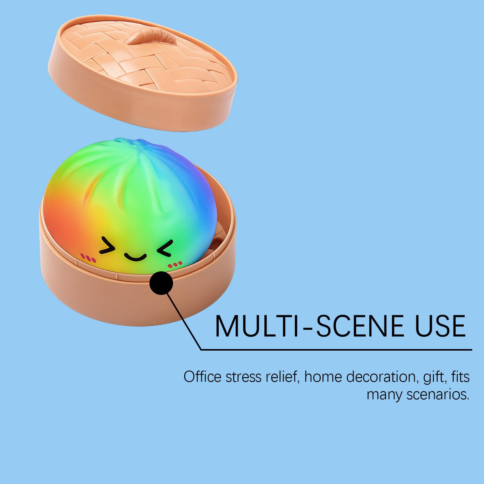 Rainbow-colored steamed buns are creatively cute and cute, and the shape is realistic, decompression and rebound are convenient, and simulated steamed buns are toys.