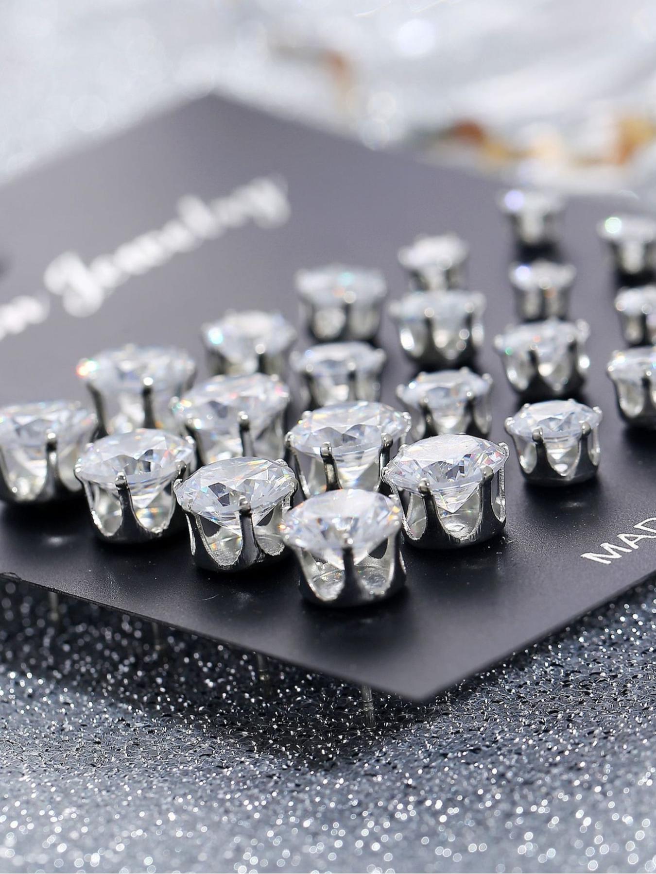 Fashionable Rhinestone Decorated Earrings Set, Fashion Jewelry for Party, Everyday Accessory, Trendy All-match & Exquisite Jewelry for Birthday Gift, Ear Studs